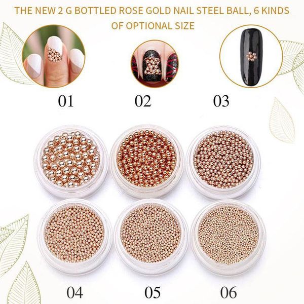 

nail art decoration metal beads rose gold diy 3d tools women nails decors1, Silver;gold