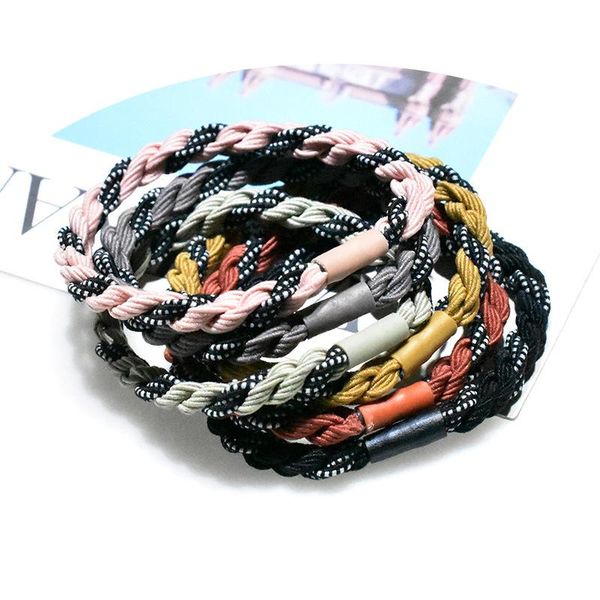 

hair accessories pack 5pcs double strand color matching ring elastic band simple fashion headband small fresh series f039, Slivery;white