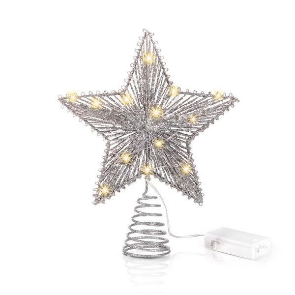 

christmas decorations unomor 20 x 24 cm tree er star with string lights for home party decoration (silver)