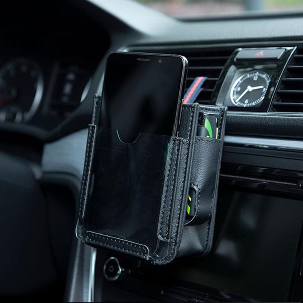

storage bags car air outlet pockets transparent large capacity charging port mobile phone bag organize store automobile accessories