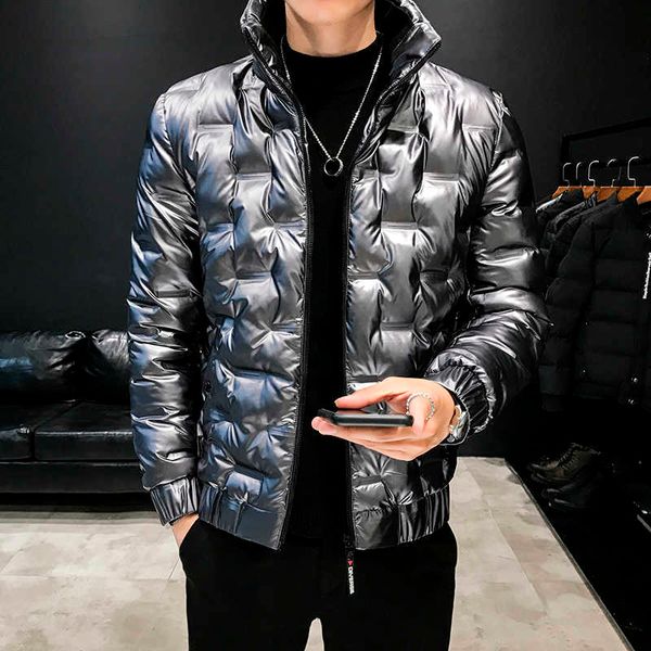 

men's solid jacket and coat, fashion, thick collar, bright, 2019 winter coat, Black