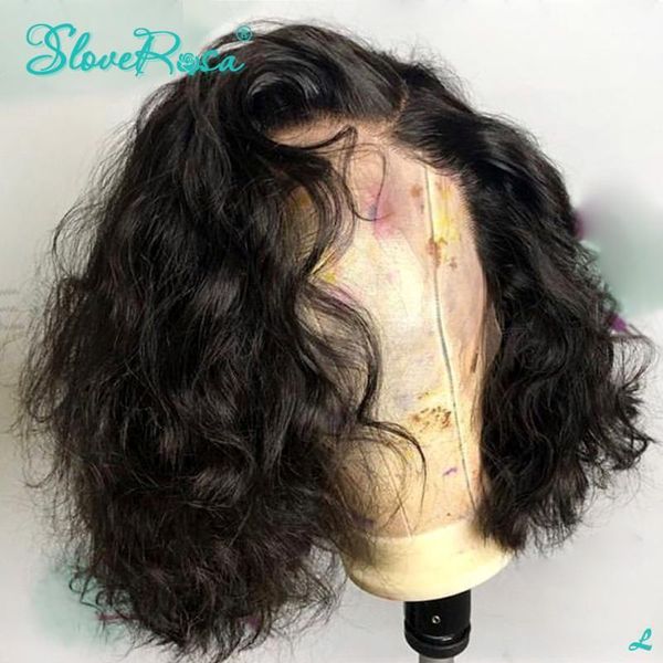 

peruvian short water wave bob wig 13x4 lace front human hair wigs preplucked glueless remy bleached pre plucked curly hair1, Black;brown