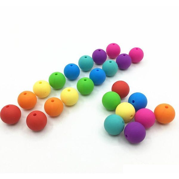 

2021 12mm silicone beads food grade teething nursing chewing round beads loose silicone beads xryet, Silver