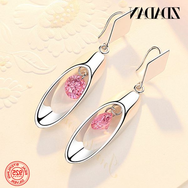 

zdadan 925 silver hollow long drop earrings for women charm wedding jewelry gift, Golden