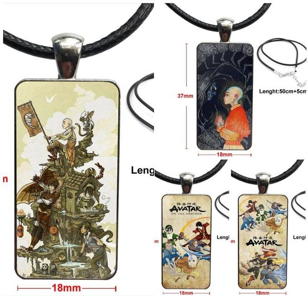 

pendant necklaces avatar the last airbender jasmine dragon for women party gift design fashion vintage glass rectangle necklace pendants, Silver