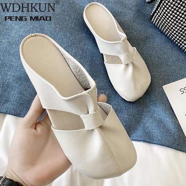 

retro women shoes summer flat slippers genuine leather sandals fashion zapatillas casa mujer sapatos femininos, Black