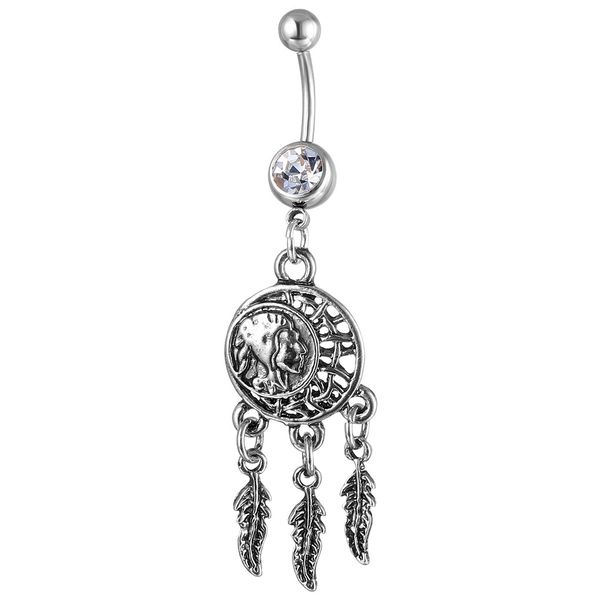 

d0757a dream belly navel button ring silver-black 14ga 10mm