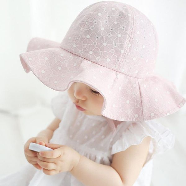 

baby hat fashionable design girls bukcle sun summer cute solid color hollow out lace fisherman cap caps & hats11, Yellow