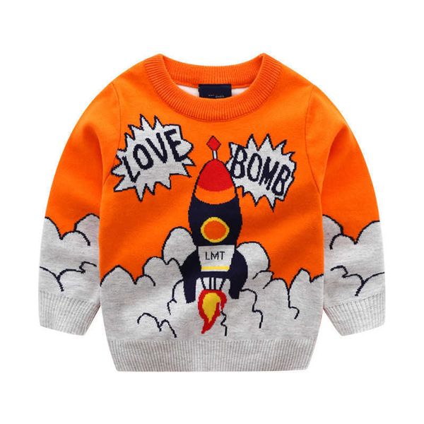 

baby winter clothes children sweaters fashion boys sweater rockets girls clothing 210529, Blue