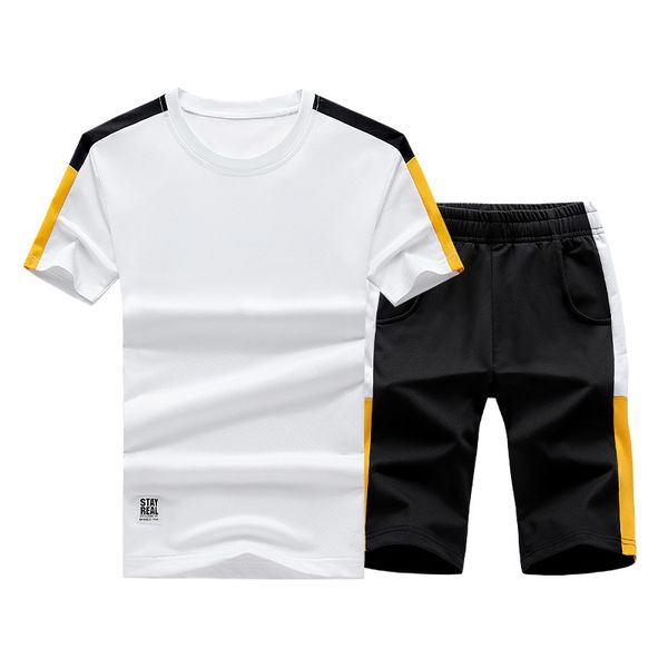 

women's tracksuits men's garments loose summer splice casual male training shorts quickly dry + the neck tshirt sports clothing se, Gray