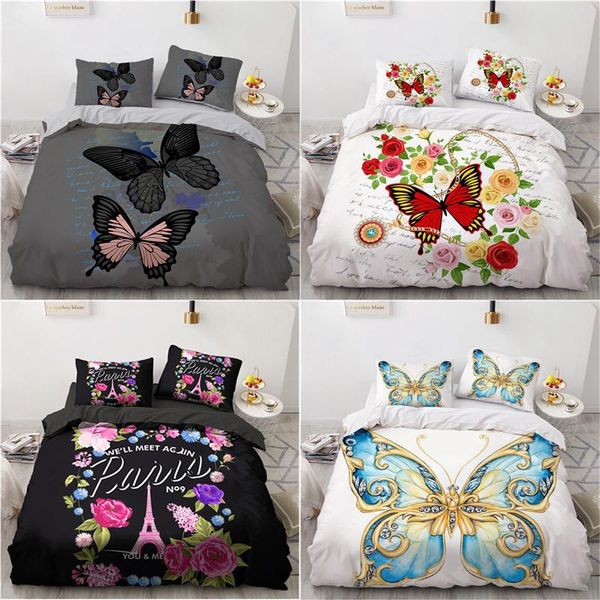 

bedding sets butterfly colorful duvet cover pillowcases 2pcs single 3pcs twin full  king size set home textiles all seasons use