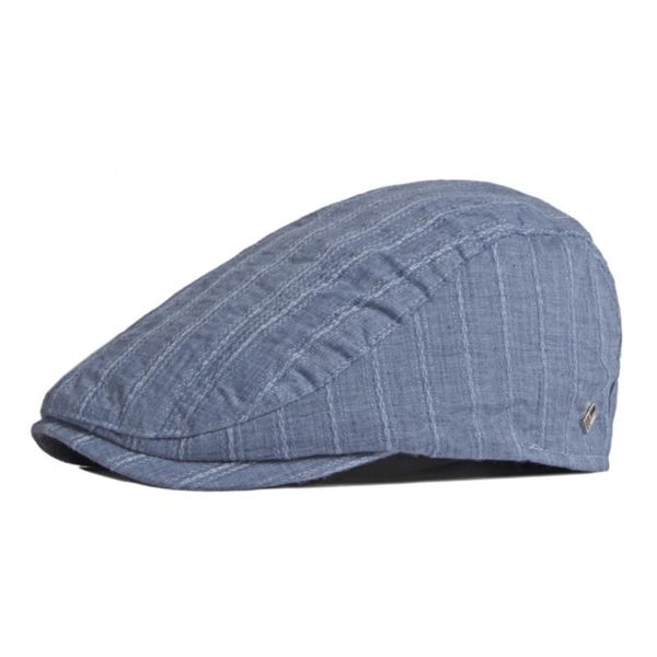 

berets spring and summer men's beret cotton linen breathable adjustable ladies sun visor painter hat cap, Blue;gray