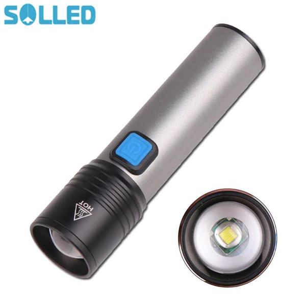 

flashlights torches portable torch t6 led usb rechargeable zoom support dimmer for outdoor camping hiking supplies