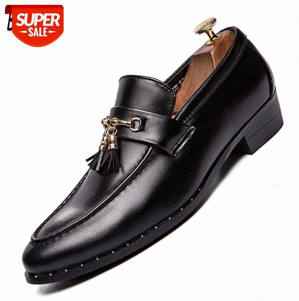 

men oxfords brand pointed formal wedding moccasins shoes tassel rivet flats leather brogue business casual party #ni7a