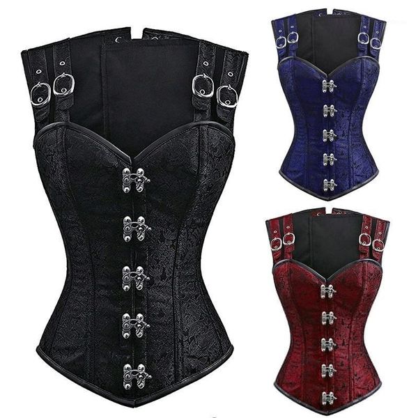 Bustiers Korsetts Gothic Steampunk Stahlknochen Vintage Korsett Bustier Taillenkorsett ärmellose Weste Renaissance Bauchweg-Shapewear