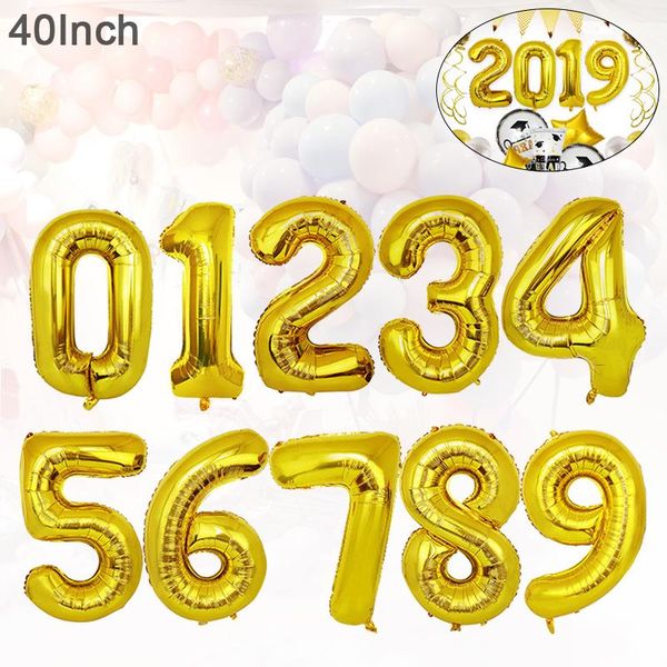 

creative 1pcs 40 inch aluminum foil gold number digital balloon birthday party decoration