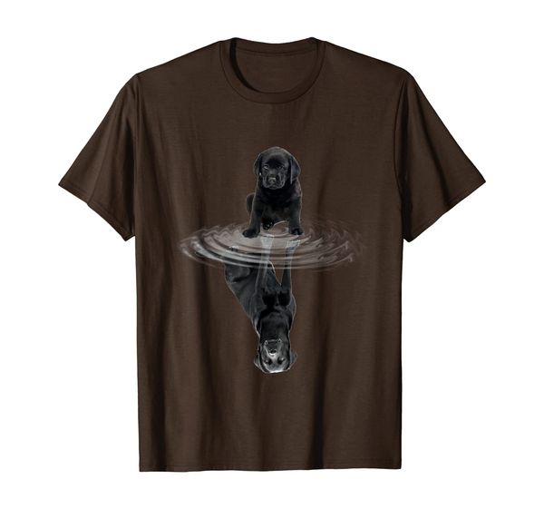 

black labrador reflection t-shirt funny father's day dog, White;black
