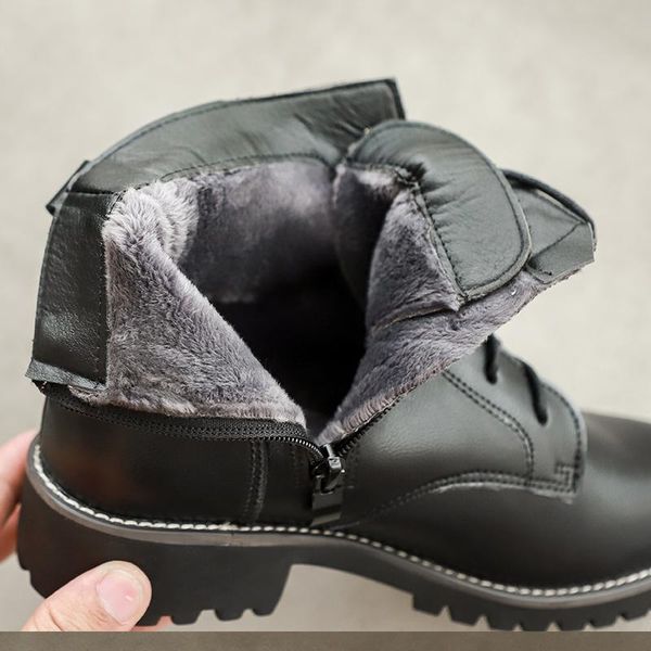 

boots dacomfy women black color platform short ladies lace up thick bottom shoes fashion autumn winter motorcycle