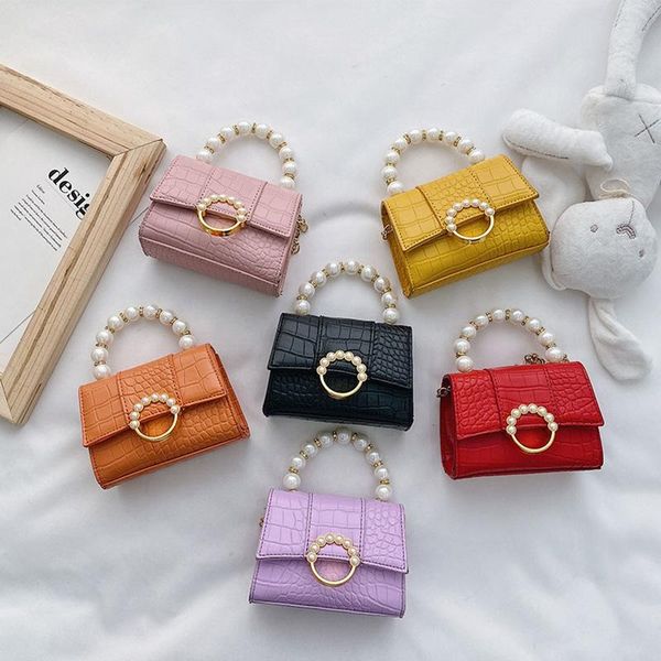 

kids purses and handbags 2021 cute mini crossbody baby girls small coin wallet bag kawaii little girl pearl hand bags tote purse, White