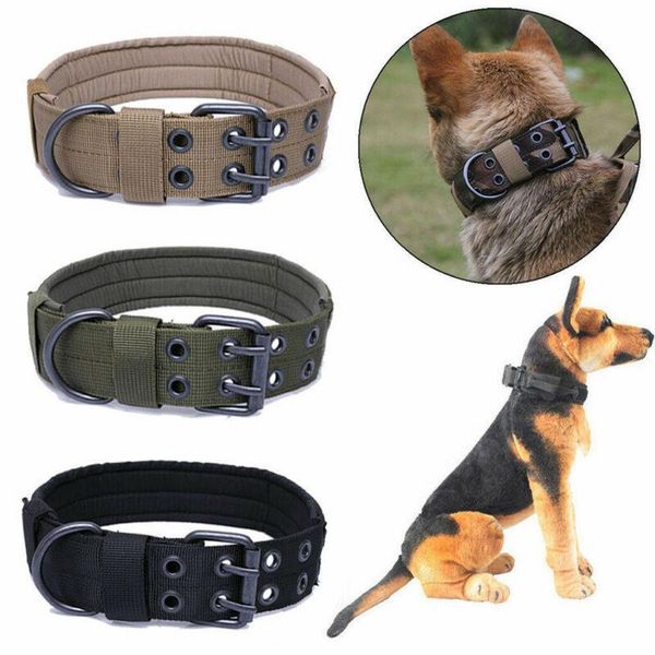 

dog collars & leashes 2021 est 3 colors collar military tactical adjustable training nylon leash w/metal buckle