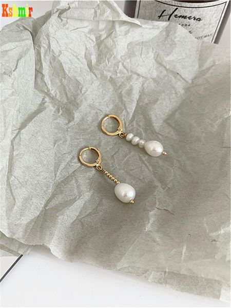 

dangle & chandelier kshmir retro simple freshwater pearl earrings asymmetrical design for women jewelry gift 2021, Silver