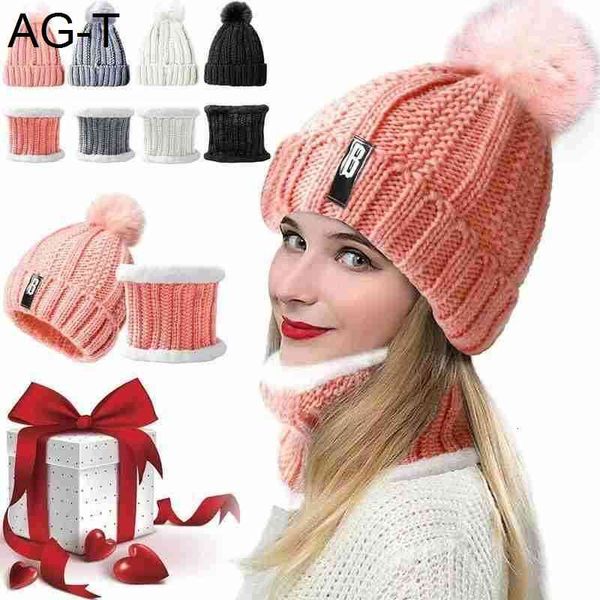 

fashion winter knitted beanies hats women thick warm beanie skullies hat female knit letter bonnet beanie caps neck scarf sets, Blue;gray