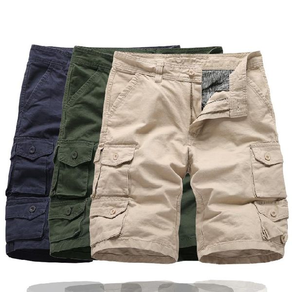 

summer men cargo shorts fashion beach military casual short pants multi-pocket loose bermuda overalls male men's, White;black
