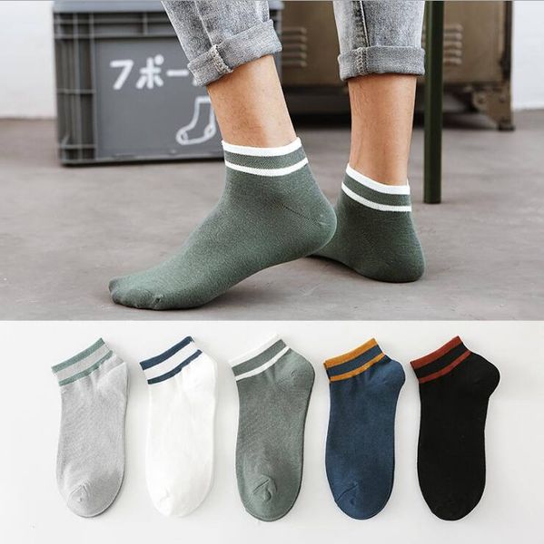 

spring and summer two bars college style men's socks lnw098 nice casual luokou stripe sock sockings, Black