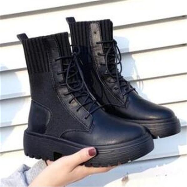 

slippers women army combat ankle woman shoes casual lace up gothic black sock platform leather boots fashion 1 vyv4