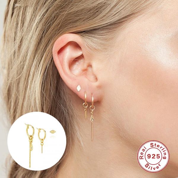 

dangle & chandelier aide 925 sterling silver clear zircon diamond key pendant drop earrings for women long chain tassel circle gift