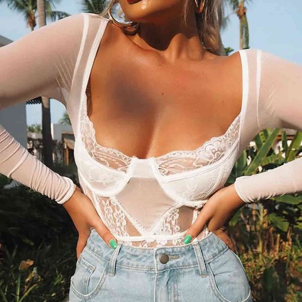 

lingerie long sleeve women's clothing 2021 flower lace fun waist closing and body shaping primer 7721, Black;white
