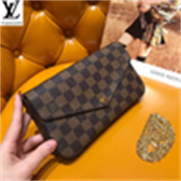

handbags brand handles designer luxury bags d3eh brown checkerboard evening three-piece bags pochette flicie shoulder chain totes bag n6