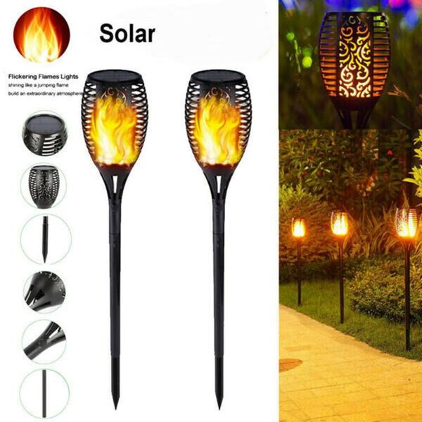 

large size ip65 waterproof solar ground torch flame street light garden lawn plug decorative lamps