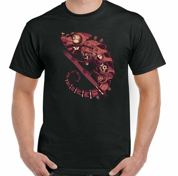 

steampunk t-shirt, men's cool fun unneccessary shirt lizard gecko punk, White;black