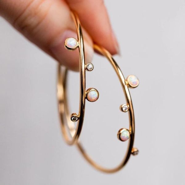 

hoop & huggie big circle earrings gold fire opal steampunk party wedding for women girls fashion jewelry, Golden;silver