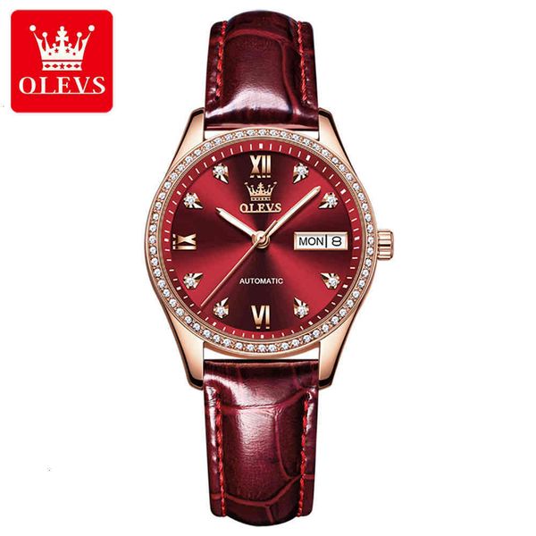 

luxury olevs women automatic watches brand fashion romantic ladies ceramic steel tape mechanical clock mujer, Slivery;brown