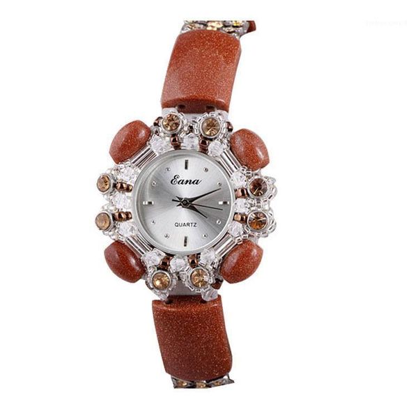

wristwatches fashion nature jewelry quartz watch for women wrist wristwatch girls nugget sand stone students gifts, Slivery;brown