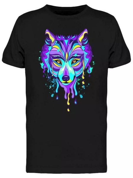 

colorful dripping wolf tee men's -image by shutterstock, White;black