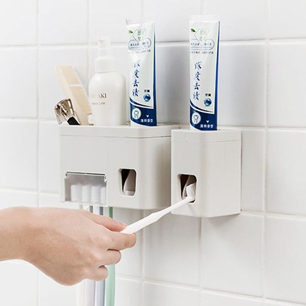 

bath accessory set bathroom accessories sets multi-function automatic toothpaste dispenser holder family wall mounted tooth brush
