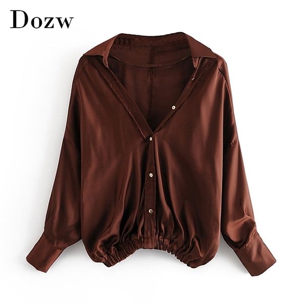 

womenvintagelooseblouseshirtfashionelasticwaisthemcasualblousessolidlongsleevepleatedchic 210515, White