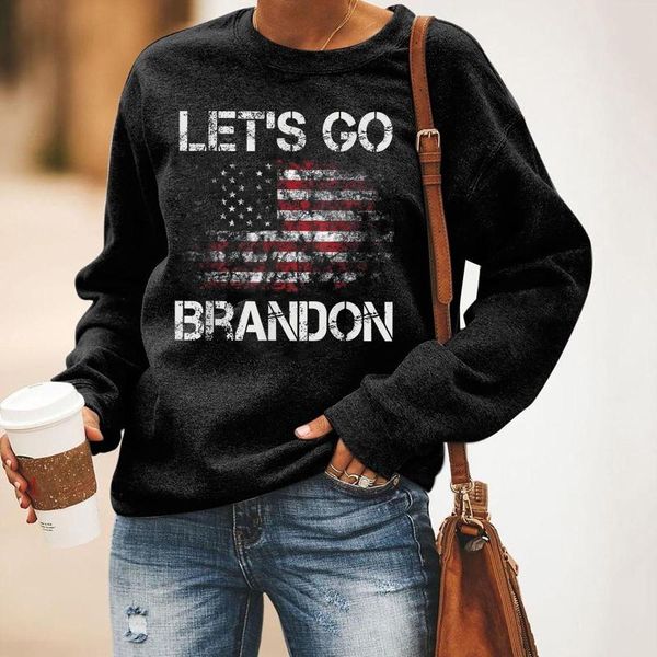 

women's hoodies & sweatshirts lets go brandon oversized hoodie long sleeve funny sweatshirt women kawaii letter clothes streetwear sp, Black