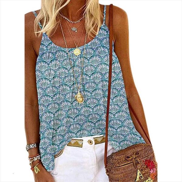 

s 5xl loose womens tanks printed clothing summer vest sleeveless beach boho casual, White
