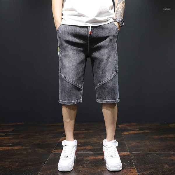 

men's jeans summer shorts trend casual fashion all in personality harlemen pants simple beach show thin straight, Blue