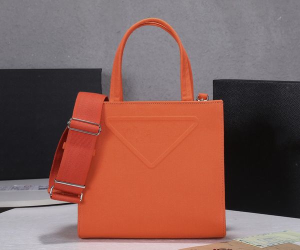 

women's orange canvas large capacity shopping bag