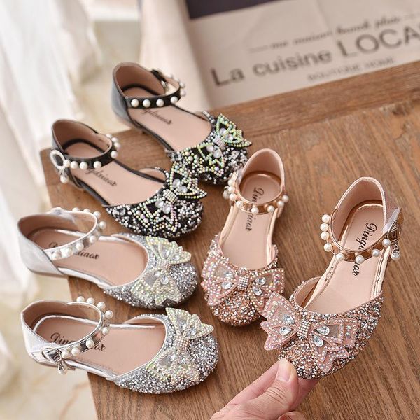 

black pink sliver children shoes girls princess fashion sandals kids beading summer e01173, Black;red
