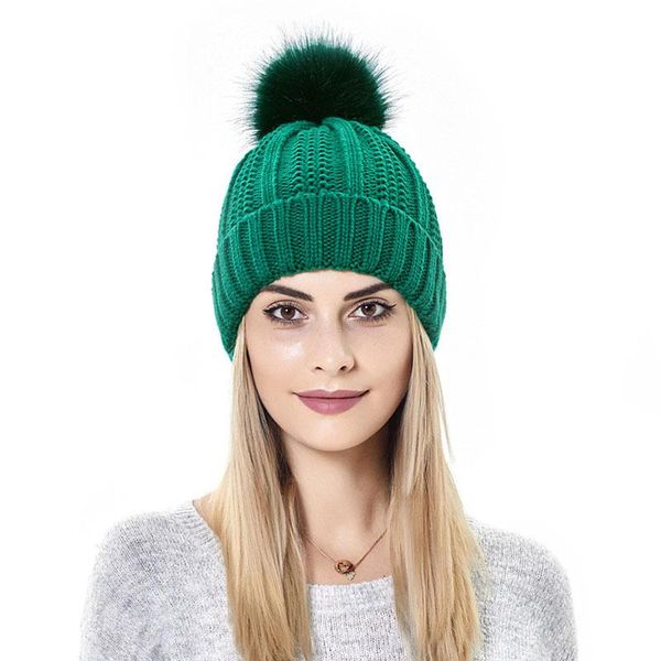 

beanies 2021 silk satin lined caps winter warm women wool knit beanie hats faux fur pom stretch head scarf for girls