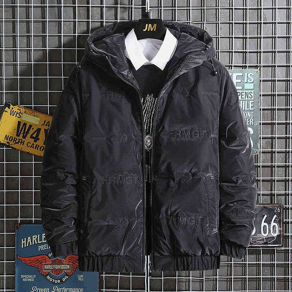 

winter new men's jackets fashion men cotton down warm parkas coats casual outdwear thermal hoodies jackets mens clothing y1103, Black