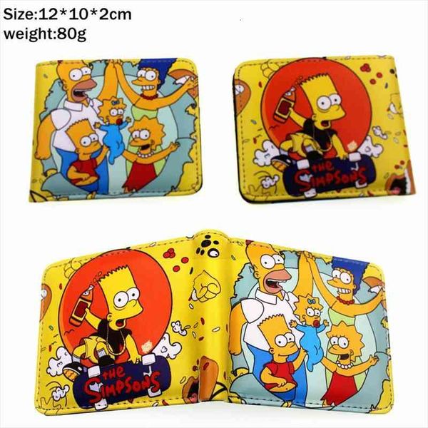 

anime homer bart marge pu short wallet bifold p card holder layers leather boys girls pocket women colours coin purse, Red;black