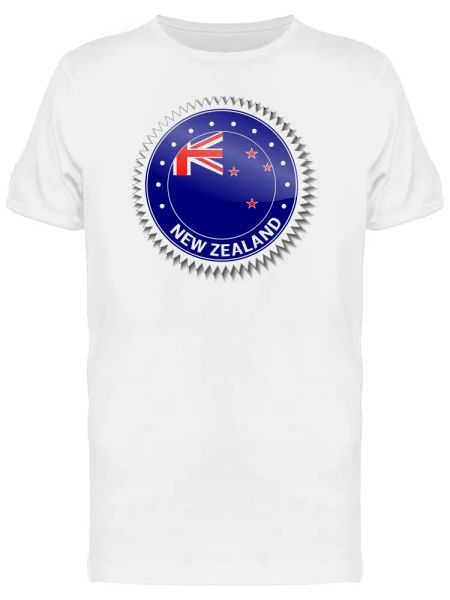 

new zealand flag sticker men's tee -image by shutterstock, White;black