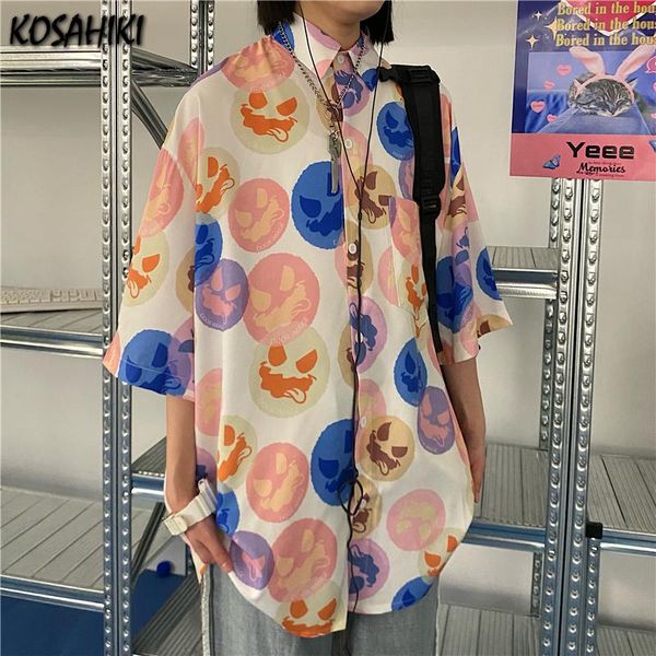 

women's blouses & shirts kosahiki summer blouse women couple jacket ins tie-dye shirt korean loose retro harajuku blusas clothes top, White